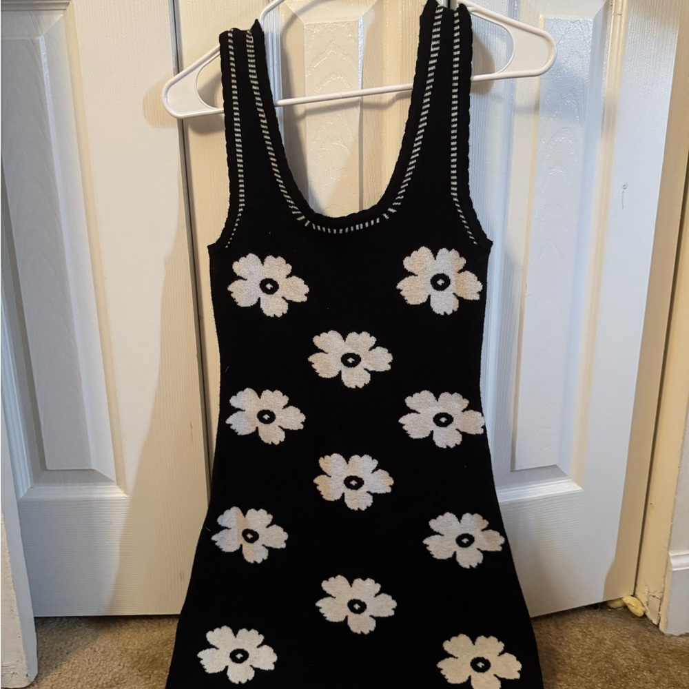 Pink Lily Black and White Knit Dress